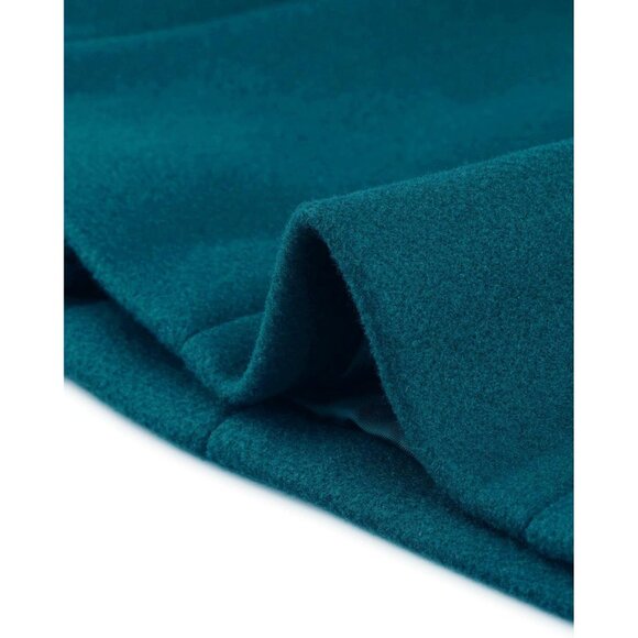 Women's Lake Blue Peter Pan Collar Double Breasted Winter Long Trench Pea Coat - Picture 6 of 6